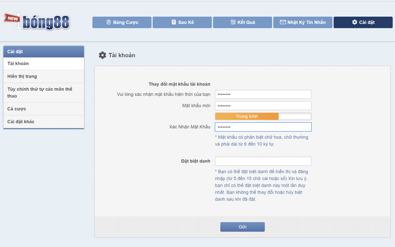 Có thể thay đổi mật khẩu tài khoản trên Bong88 không?